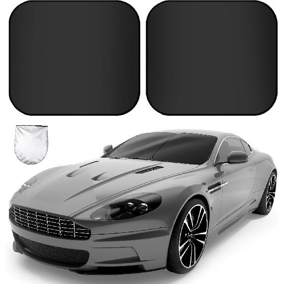 Car Windshield Sunshades 2 Pcs Universal Fit Foldable Front Window Shield Car Interior Accessories for UV Protection Windshield Heat ulation чёрный