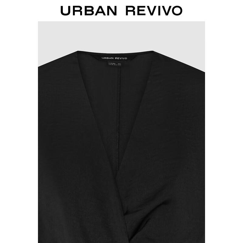 UR 2024 Autumn Women's Elegant V-Neck Twist-Knot Midi Dress