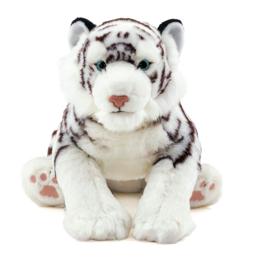 Carolata White Tiger Plush Toy (ParentReal Animal FamilySoft Touch) Realistic Animal Toy Doll Gift Present Birthday (Twice Tested)  Christmas Present