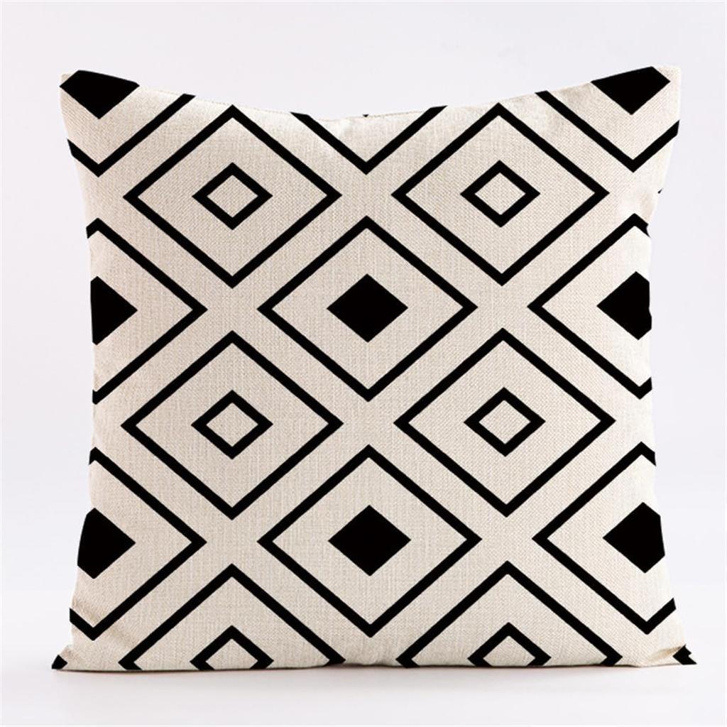 Chic Black and White Geometric PillowcasesLiving Room Sofa Cushion Cover, Soft and Comfortable, Bedroom Room Decoration