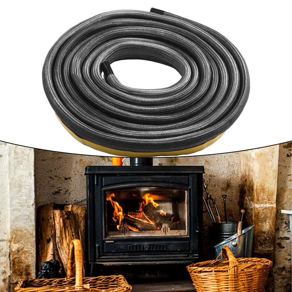 Door Seal Stove Rope Diameter 10mm Fire Glue Glass Yarns Thermal Insulation 550ºC Black Brand New High Quality
