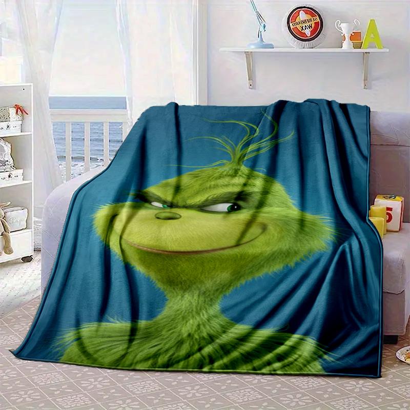 Green Monster Christmas Spirit Blanket Flannel Blanket for Bed, Sofa, Camping, Hiking, Picnic Essentials, Gift for Family Fan Gifts