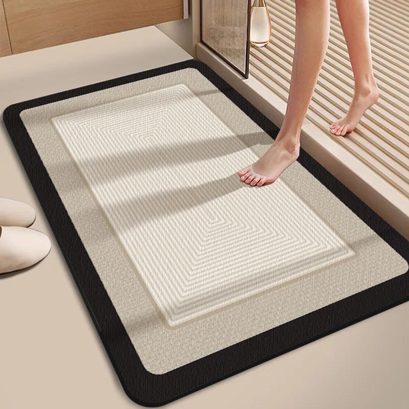 Diatom Mud Bathroom Floor Mat, Easy To Absorb Water, Fast Drying, Anti Slip, and Stain Resistant Bathroom Door