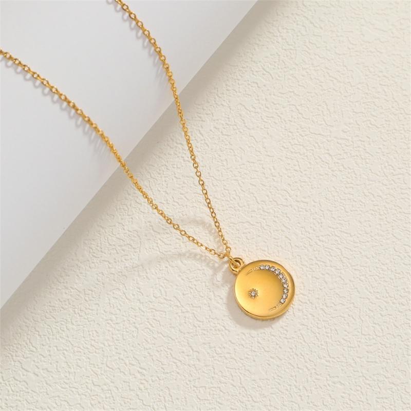 18K Gold Plated Pearls Chain Star Pendant Necklace Sturdy Stainless Steel Waterproof Jewelry Accessory for Women