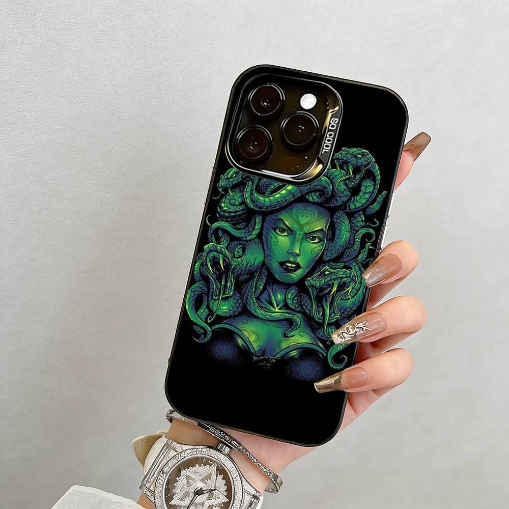 Medusa Greek Mythology Look At Me Phone Case For iPhone 17,16,15,14,13,12,11 Plus,Pro Max,XS,Colorful Silver Black Cover iPhone12ProMax