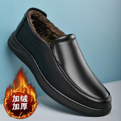 Ανδρικά Δερμάτινα Παπούτσια Business Casual Βελούδινα Ζεστά Παπούτσια Πατέρα Μέσης Ηλικίας Και Ηλικιωμένων Παπούτσια Οδήγησης Μονό Πέταλο