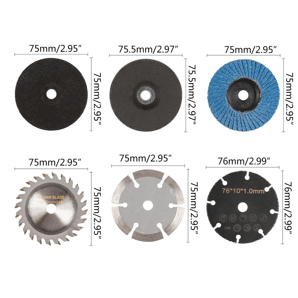 6 stk 75mm Sagblad Slipeskive Klipehjul Pneumatiske Slipemaskiner Maskinbearbeiding Sliping Forsyninger Metall Elektrisk