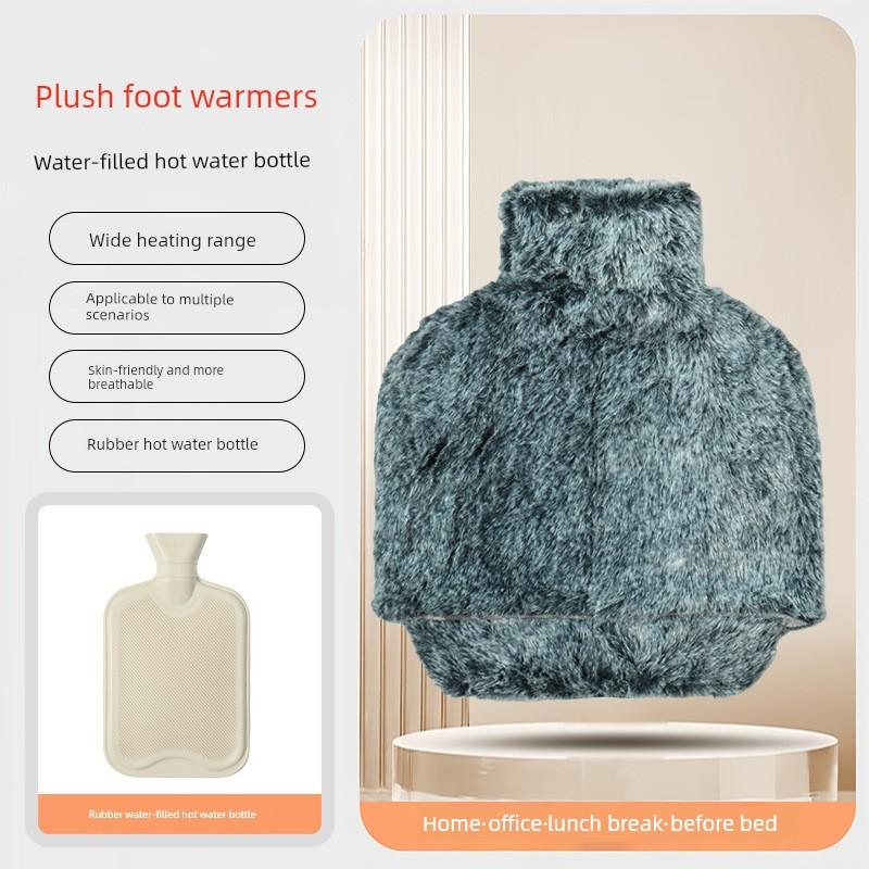 Plush Rubber Foot Warmer for Winter, Household Water-Filled Old-Fashioned Hot Water Bag, Binge-Watching Essential, Detachable and Washable Foot