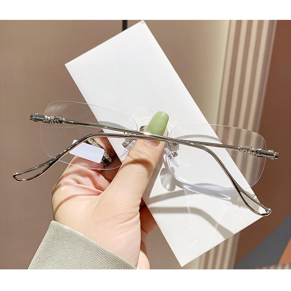 

Men Rimless Anti-Blue Light Glasses Photochromic Glasses Women Alloy Frame Ultra Light Computer Goggles Sunglasses Photochromic