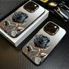 Premium Black & Gold Rose Art Phone Case for iPhone 17 16 15 14 13 12 11 Series Pro Max Plus Double Layer Protection