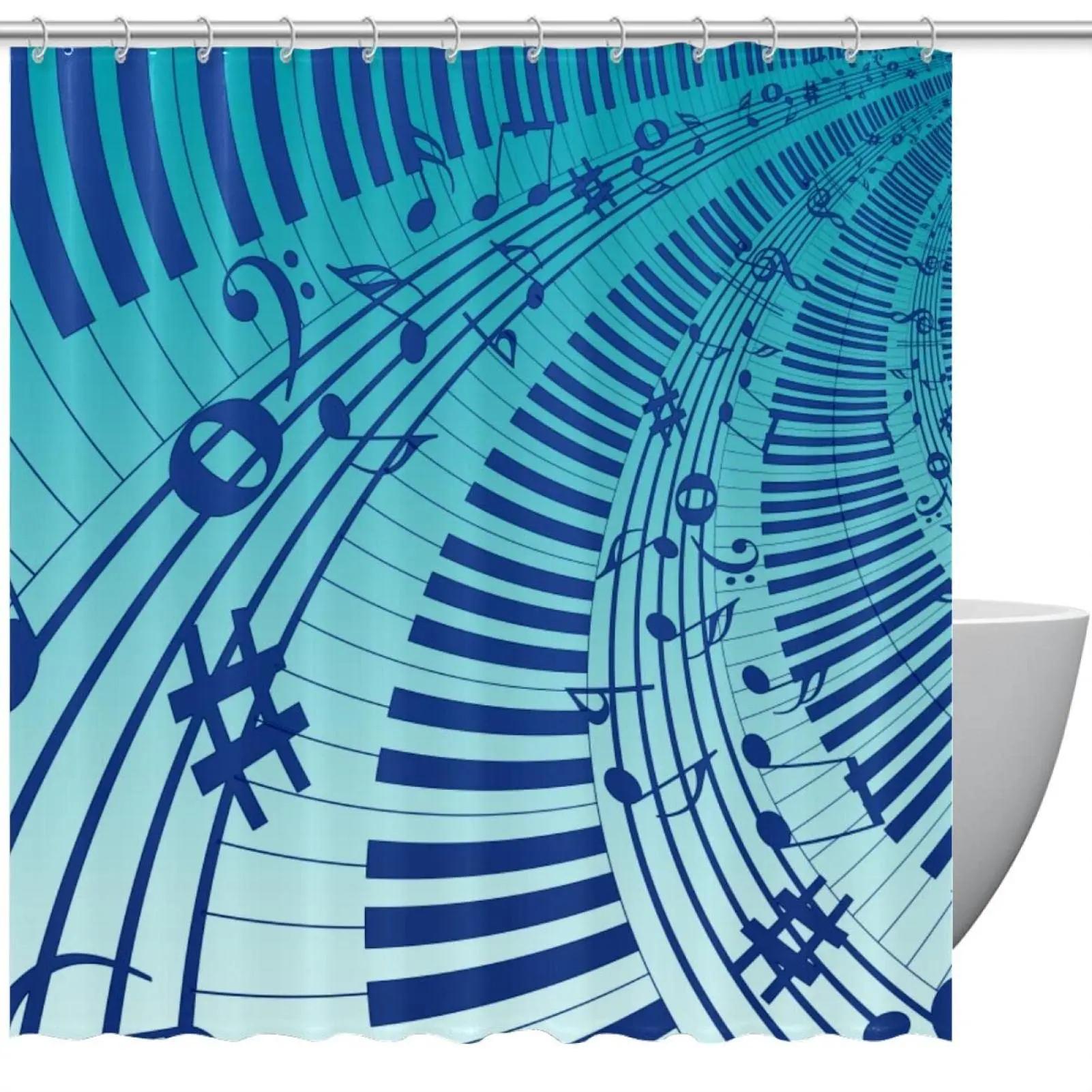 

Music Piano Keys Shower Curtain Musical Instruments Printed Shower Curtains Bathroom Decor Waterproof Fabric Bathtub Screen W60H190(CM)-1 Pcs
