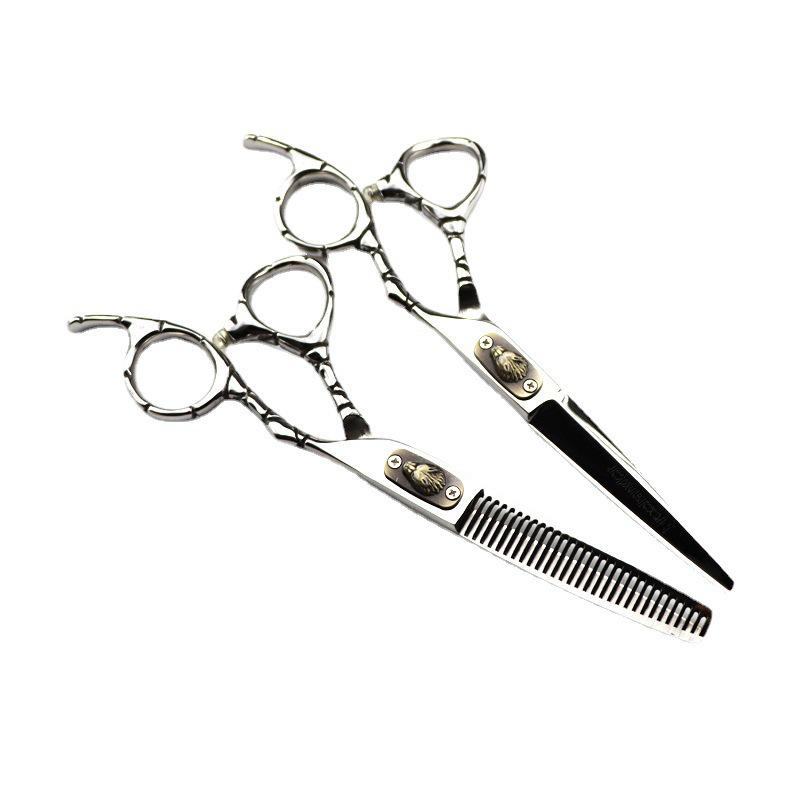 6.0" God Walker Crocodile Handle Wolf Head Hairdressing Scissors: Straight, Thinning, Bang Shears.