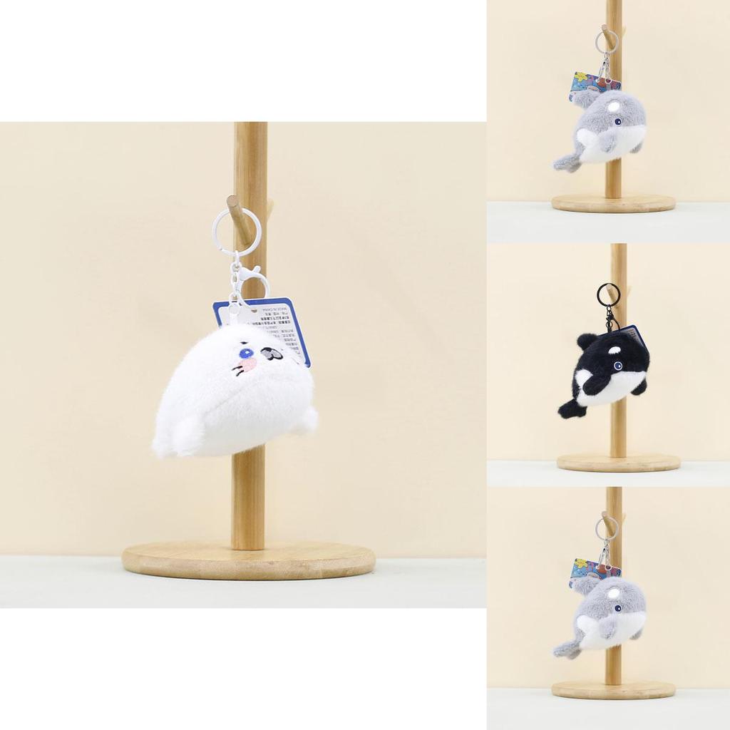 Adorable Plush Whale And Seal Keychain Accessories Soft Stuffed Animal Toys