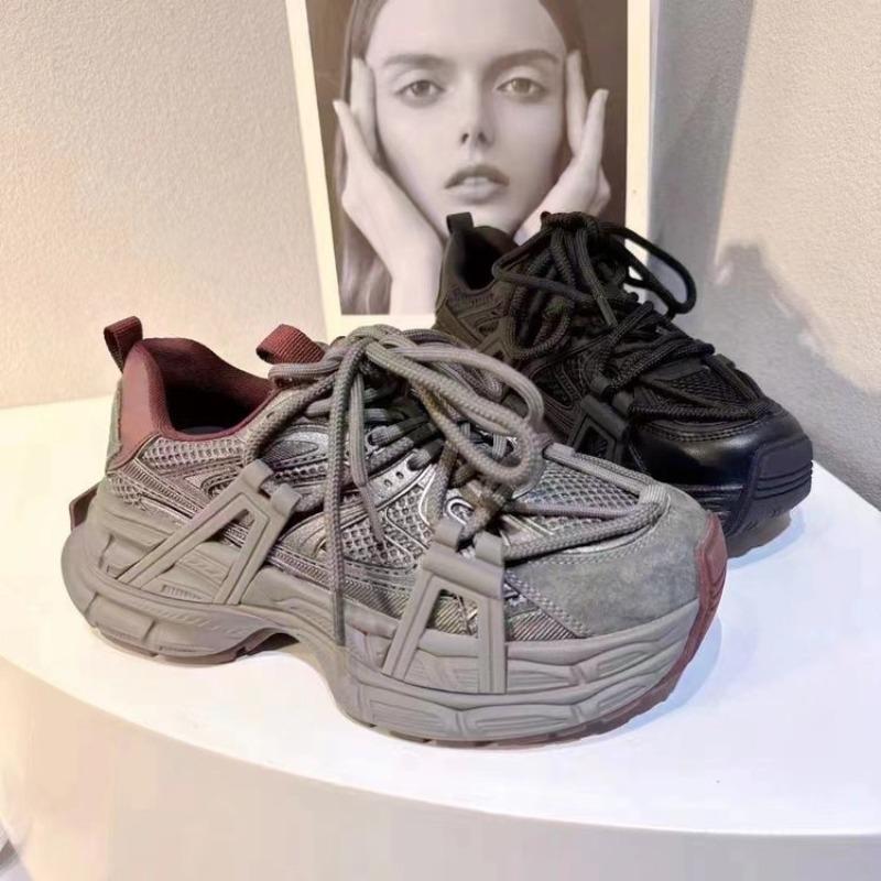 2024 Fashion New Women's Thick-soled Round-Toe Mesh Lightweight Anti-Slip Breathable Casual and Comfortable Women's Sports Shoes