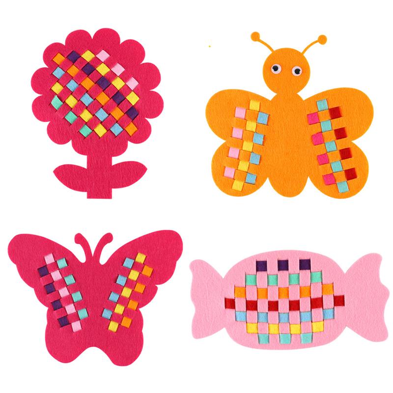 Children's Handmade Weaving Toys Cartoon Chicken Flower Fruit Fish Ocean Animal Non-woven Weaving Material Art Craft Set for Kid