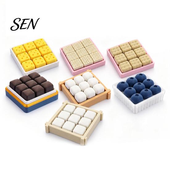 PLA 3D Printed Pendants 9-Square Fidget Clicker Toy, Simulation Fruit Cookie Pressing Portable Desk Fidgets Keychain, Click Stress Relief Desktop