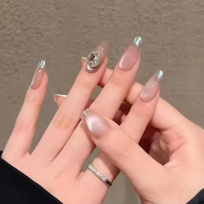 Kočičí oko Nail Art Francouzské umělé nehty Odnímatelné nošení nehtů Nehty Kulatý vrták Náplast na nehty Vrták na nehty 24 kusů