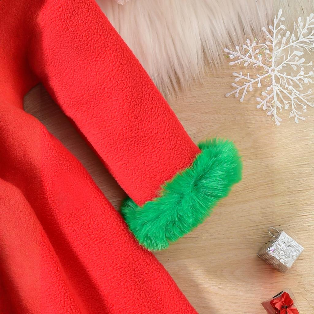 Dívčí vánoční párty kostým šatů s falešnou patchworkovou aplikací