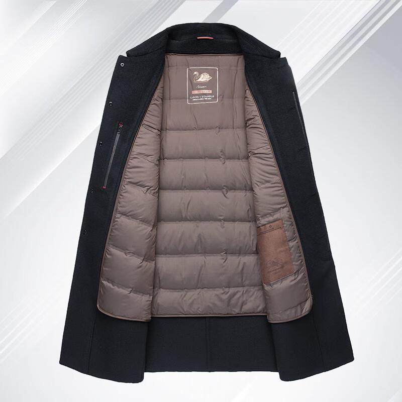 ROMON Men's Wool Blend Mid-Length Double-Faced Overcoat with Removable Down Liner