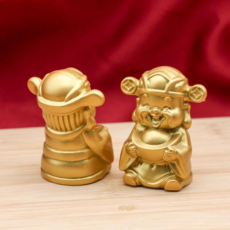 Solid Brass Smiling Face God of Wealth Desktop Ornament - Yuanbao Handicraft Gift Decoration