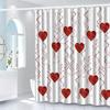 Red Heart Shower Curtain White Background Love Design Romantic Bathroom Decor Waterproof Printed Bath Curtain Home Fashion