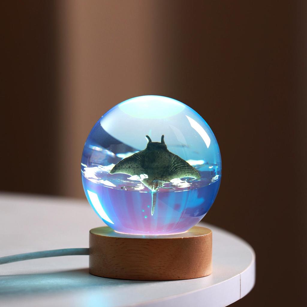 Ocean Whale Resin Crystal Ball Night Light Music Box – Ideal Birthday Gift for Kids & Friends