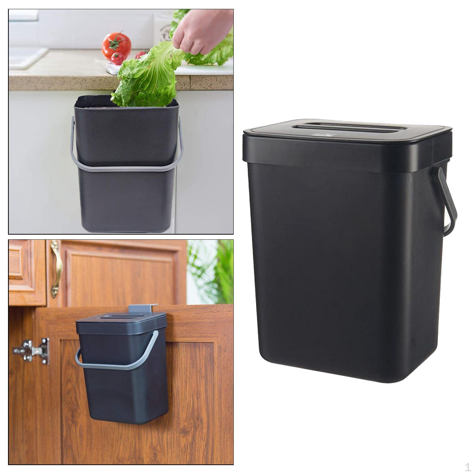 Kitchen Cabinet Door Hanging Trash Can Wall Mounted Dustbin For Cabinet, Car, Bathroom Medium_Black 3L