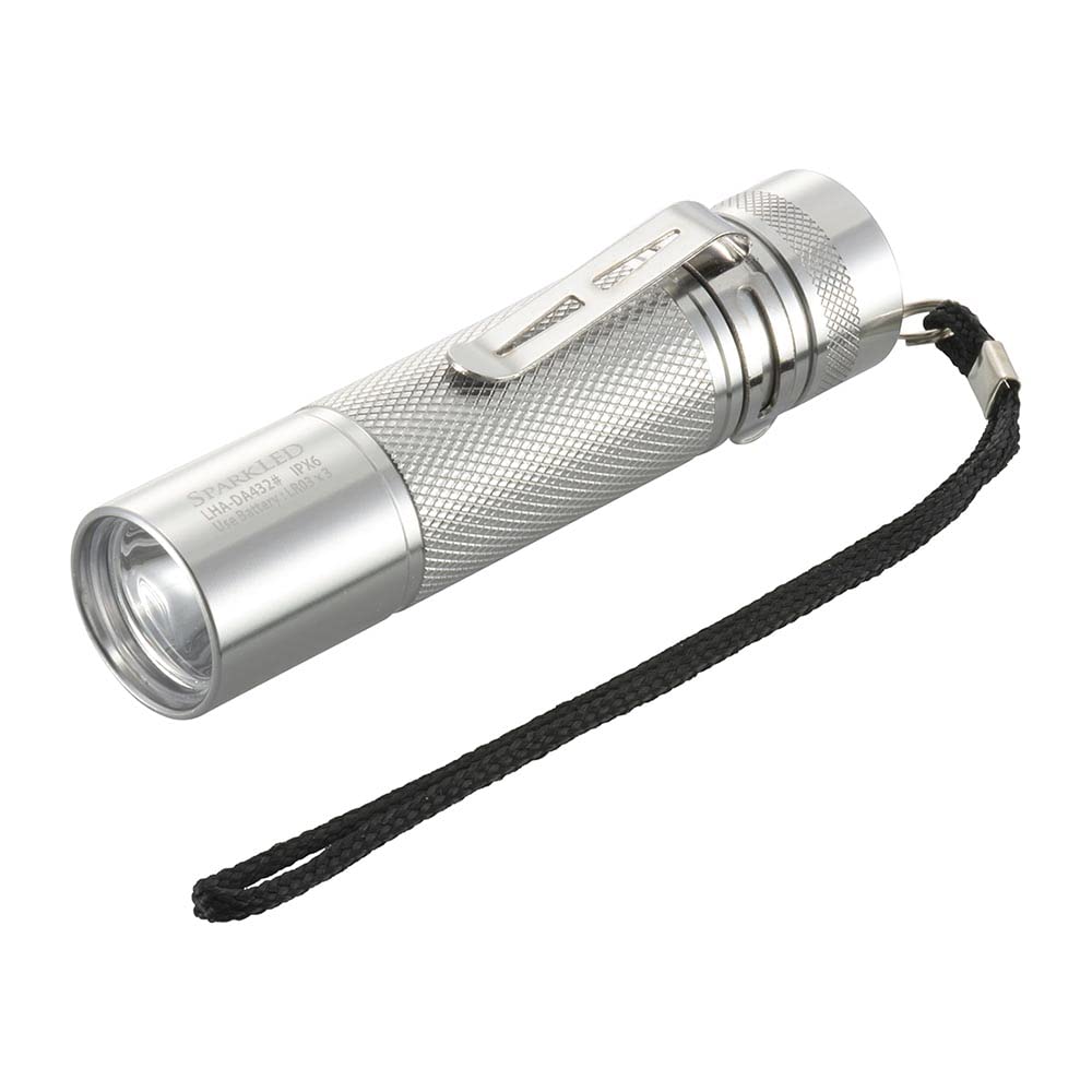 OHM Electric Waterproof Flashlight with Sparkled Pure 400 ANSI Aluminum Body LHA-DA432-S2 Beam, Lumens, Dimmable, IPX6, Compliant, (Product Code