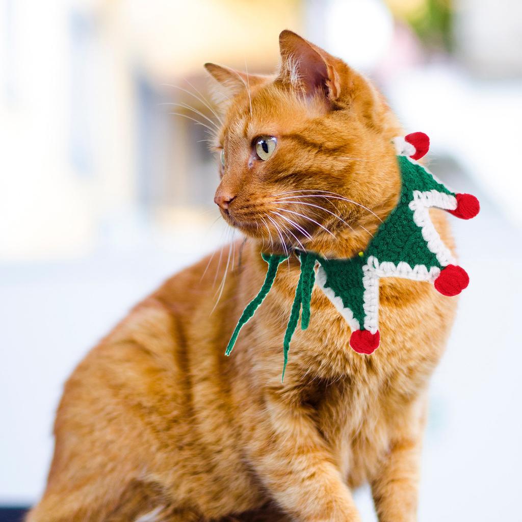 Warm Christmas Pet Scarf Star Shape Decorative Cat Dog Scarves Comfortable Breathable Xmas Elk Scarf Party Pet Gift Accessory