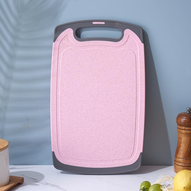 Double-Sided Non-Slip Wheat Straw Cutting Board with Wrapped Handle for Kitchen and Outdoor Use