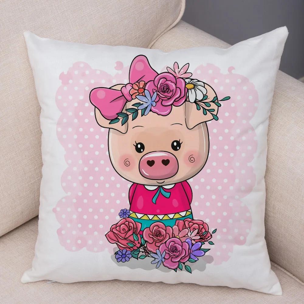 Büro Wohnzimmer Zuhause Kissenbezug Cartoon Haustier Schwein Kissenbezug Auto Ornamente