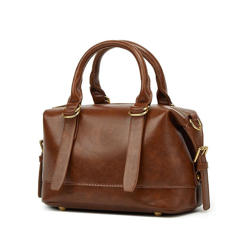 Retro Trendy Portable Bowling Bag, Premium Soft Leather Pillow Bag, Versatile Simple Shoulder Messenger Bag