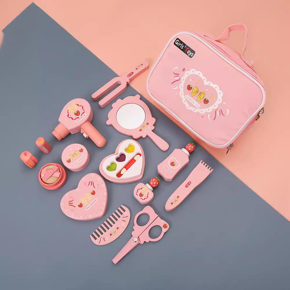 

Детский симуляционный деревянный розовый туалетный столик с короной, принцесса, девочка, симуляционный игровой домик, набор для макияжа, деревянная игрушка