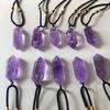 Faux Amethyst Double Terminated Hexagonal Wand Pendant Point Healing?Necklace