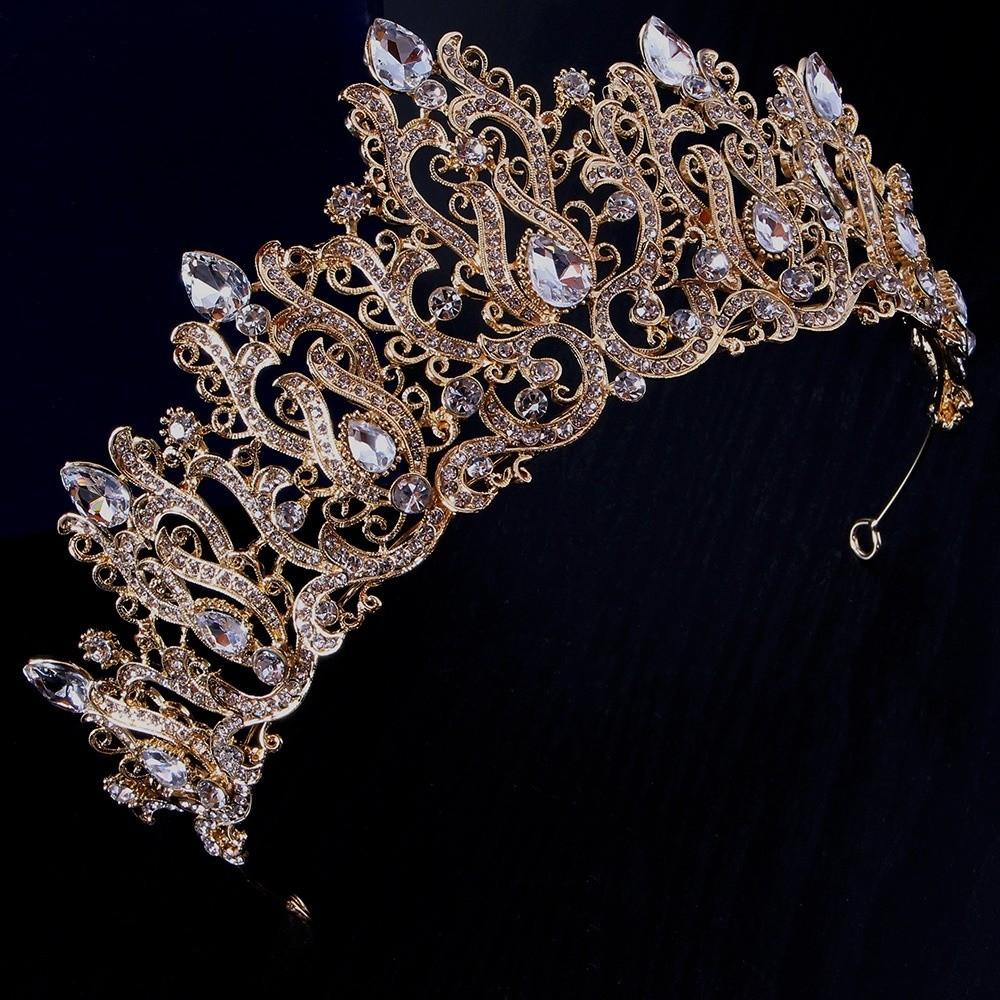 Shiny Silver Princess Tiara Crystal Rhinestone Crown Exquisite Baroque Luxury Crown Wedding