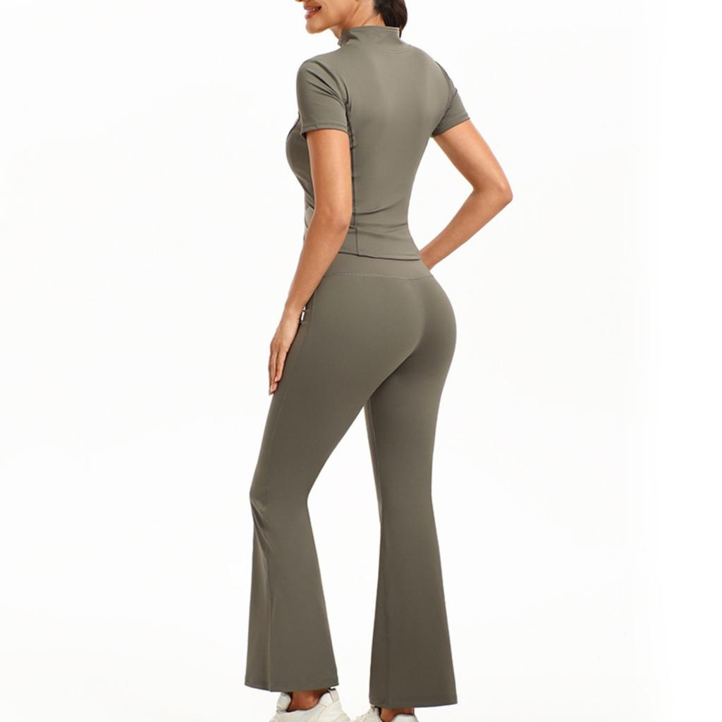 Women's -Color High-Waisted Flared Pants — Butt-Lifting Fitness, Dance, And Sportswear