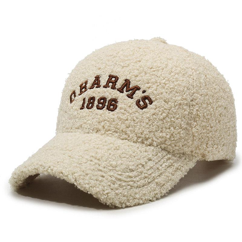 

Шапка женская сезонная утолщенная теплая бейсболка модная плюшевая кепка маленькая универсальная кепка Adjustable светло-бежевый