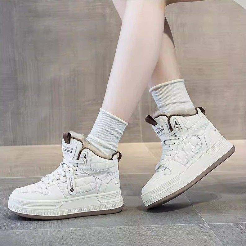 Thick-soled 2025 New Snow Boots Women's Winter Velvet Thickened Warm Flat-soled Super Soft High-top Casual Sports Shoes
