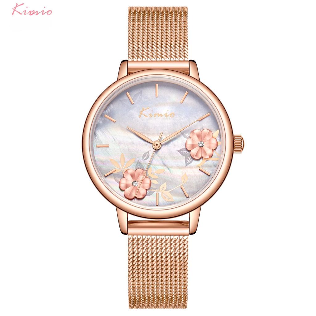 Uhr Netzarmband Dünnes Armband Modisch und Schlicht Britische Nische Lässig Geprägter Druck Damenuhr