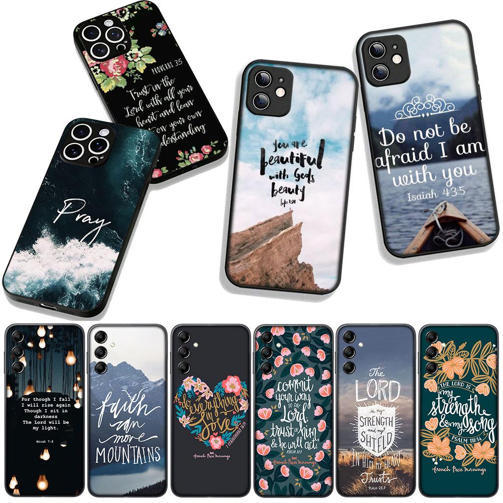Versículo da Bíblia Jesus Cristo Cristão Capa para Samsung Galaxy A25 A37 A57 A12 A14 A31 A41 A50 A51 A70 A71 A72 A21S Note 20 9 8 10