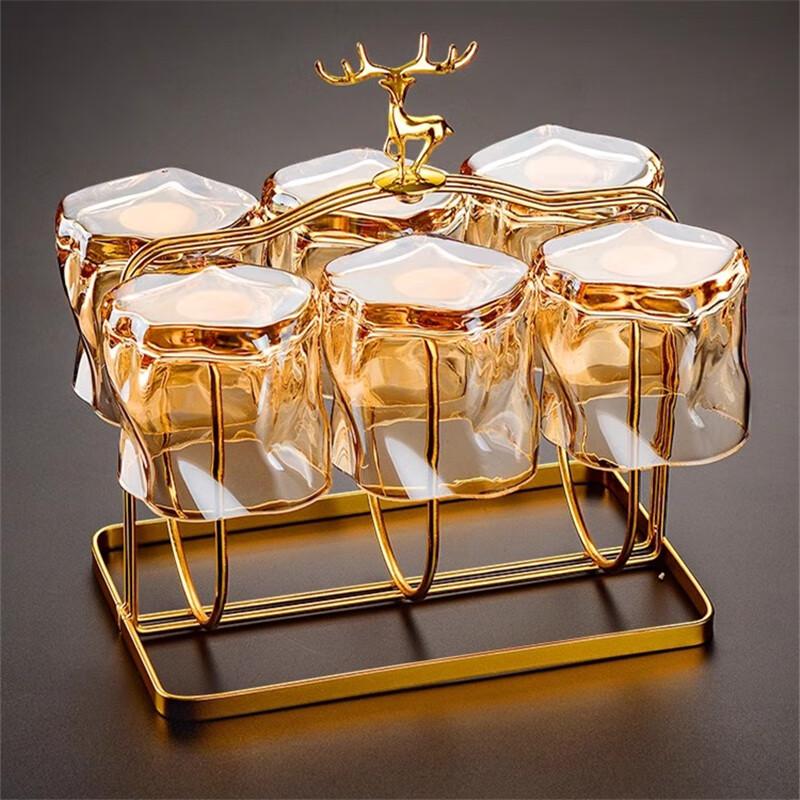 Twisted Glass Tumbler Set with Elk Holder