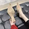 Fashion Job Sexy Pointed Toe Stiletto Woman Slippers Sandals Slides Outside Khaki Heeled Shoes for Women Mules Clappers Casual New Style