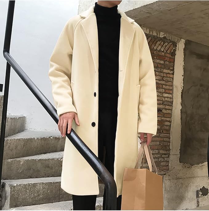 Wechose Winter Long Chesterfield Trench Bench Business Casual Popular Solid Cold Plus Sizes Loose Simple and Men's Coat, Coat, Coat, Outerwear, Color,