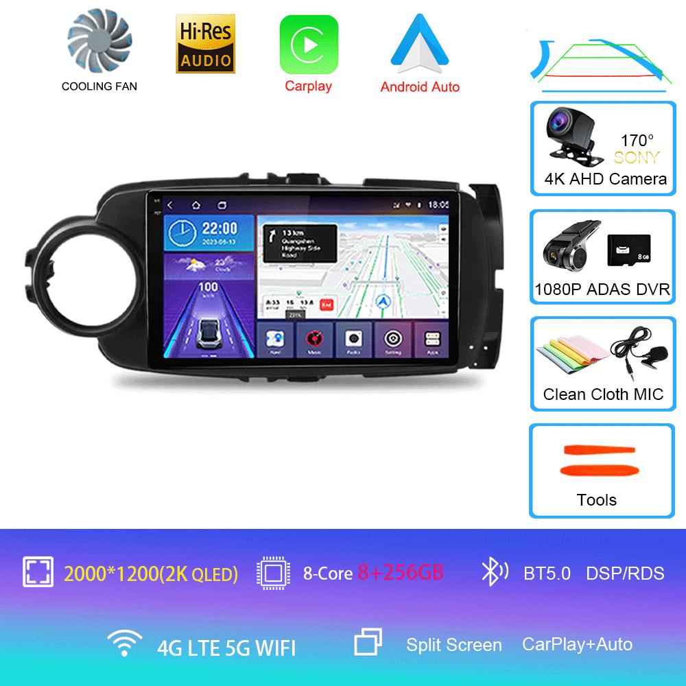 9inch Android 14 Car RadioFor Toyota Yaris 2012 - 2017 Multimedia Player Android Auto Wireless Carplay GPS 2Din DVD