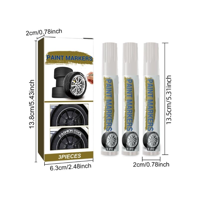 3 Piezas Marcador de Pintura Impermeable Blanco Bolígrafos de Pintura Blancos Bolígrafo de Pintura Para Neumáticos de Coche