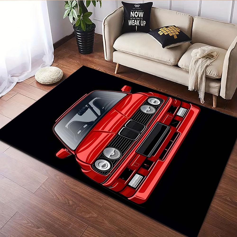 Classic Red Sports Car Front View Patterned carpet, suitable as a non slip play mat for the living room and bedroom sofa