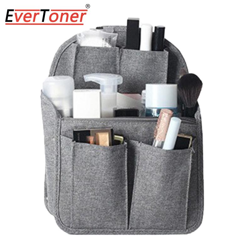 

EverToner Nylon Travel Backpack Insert Organizer Storage Bag Large Capacity Toiletries Cosmetic Bag Schoolbag Storage Bags S сірий