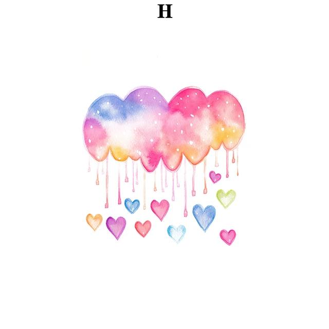 Star Love Colorful Unicorns Rain Of Love Rainbow Watercolour Wall Art Canvas Painting  Nordic Poster for Girls Kindergarten Deco