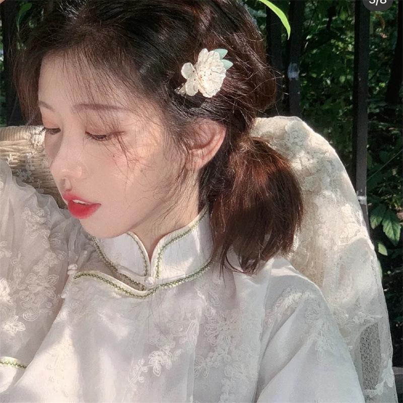 Original Camellia Hair Clip - French Retro Hanfu Flower Side Accessory