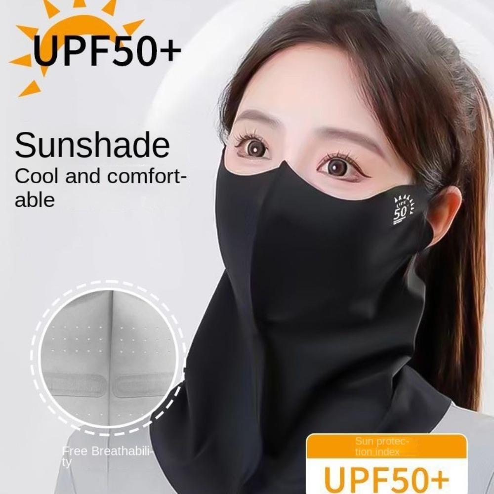 

UPF 50+ Ice Silk Face Cover Anti UV Neck Wrap Cover Thin Full-Face Sunscreen Veil Woman/Man темно-сірий колір